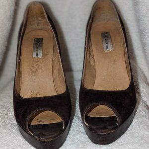 Brown Suede Platform Heels